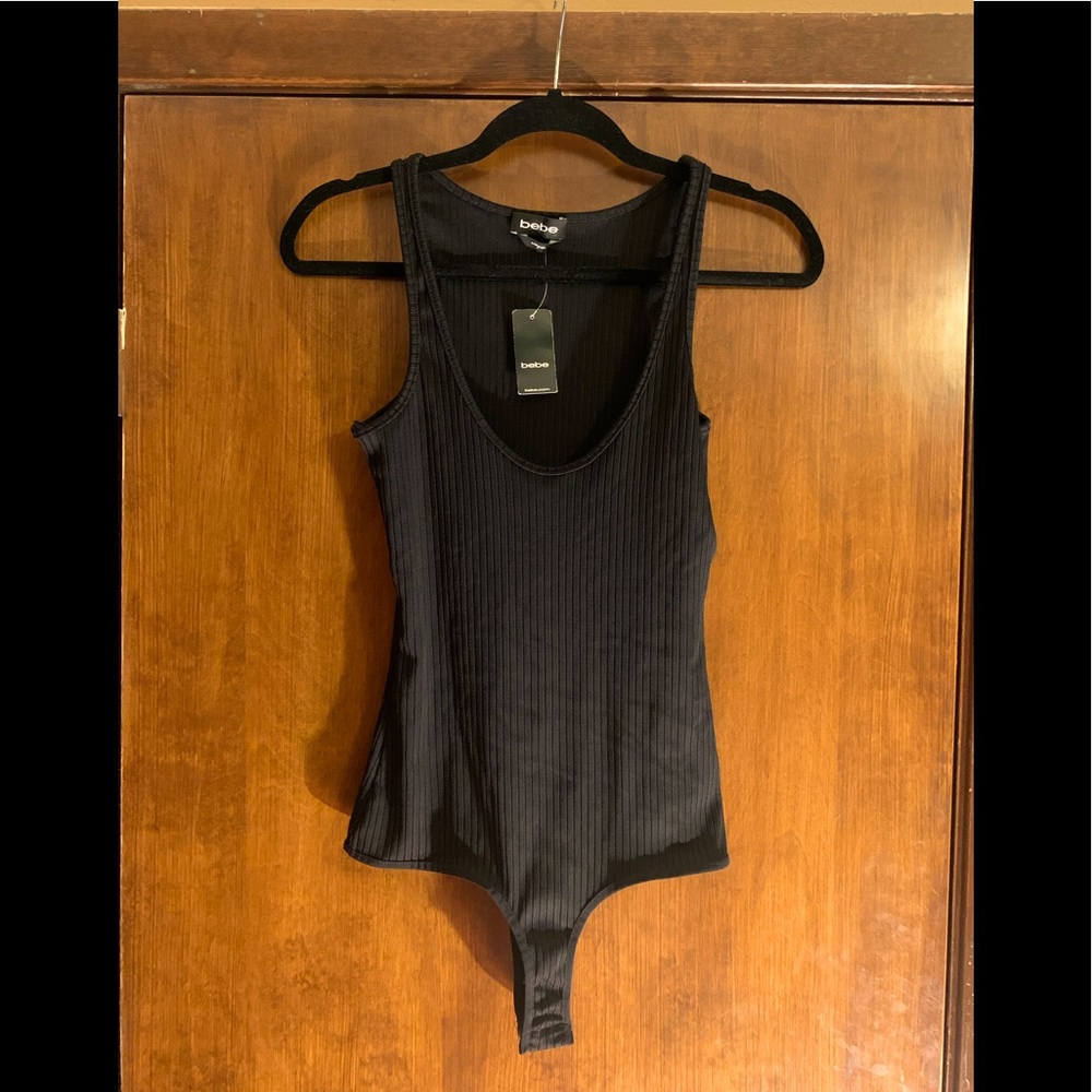 NWT Bebe Black Sleeveless Bodysuit - Size Medium